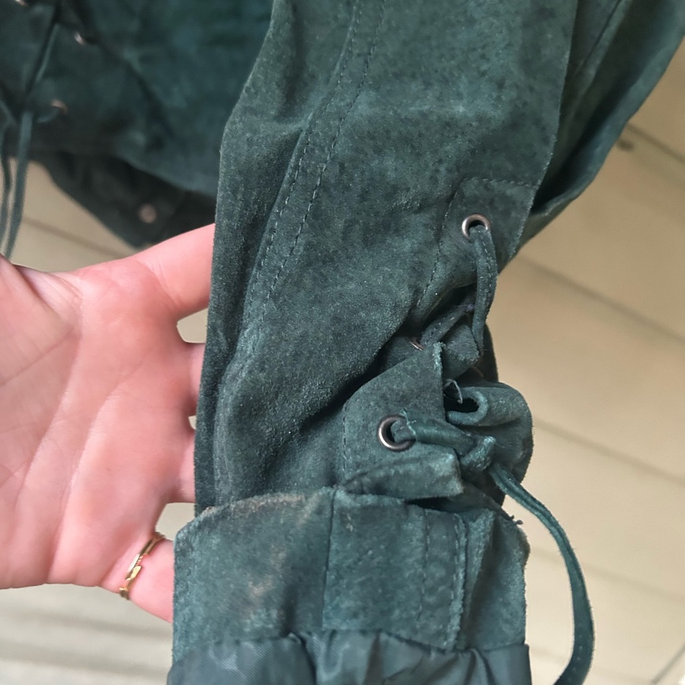 Vintage Army Green Leather Fringe Jacket Body Exteriors Philippines Western - Picture 10 of 16